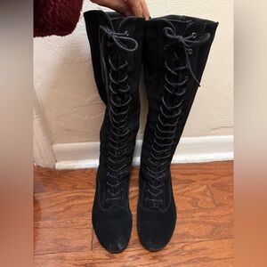 Nine West Suede Black Lace-Up Boots vintage america casilda size 7